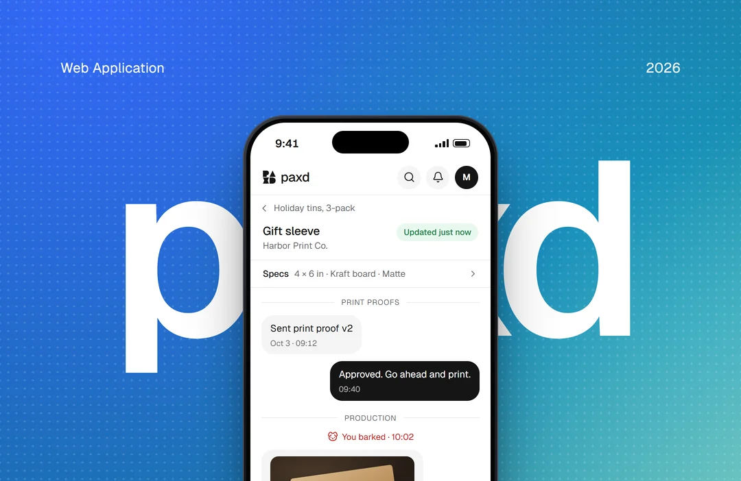 PAXD hero: a phone showing one piece's chat, in front of a large paxd wordmark on the blue Sky gradient.